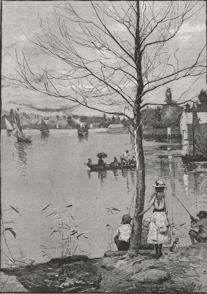 Lake Wendouree. Ballarat. Australia 1890 old antique vintage print picture